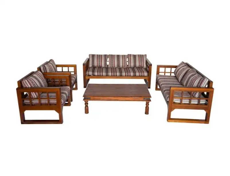 Wooden Grid Single Seater Sofa - Saddu for rent