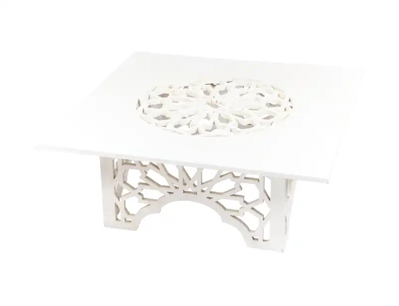 Morocan Antique Square Coffee Table -White 