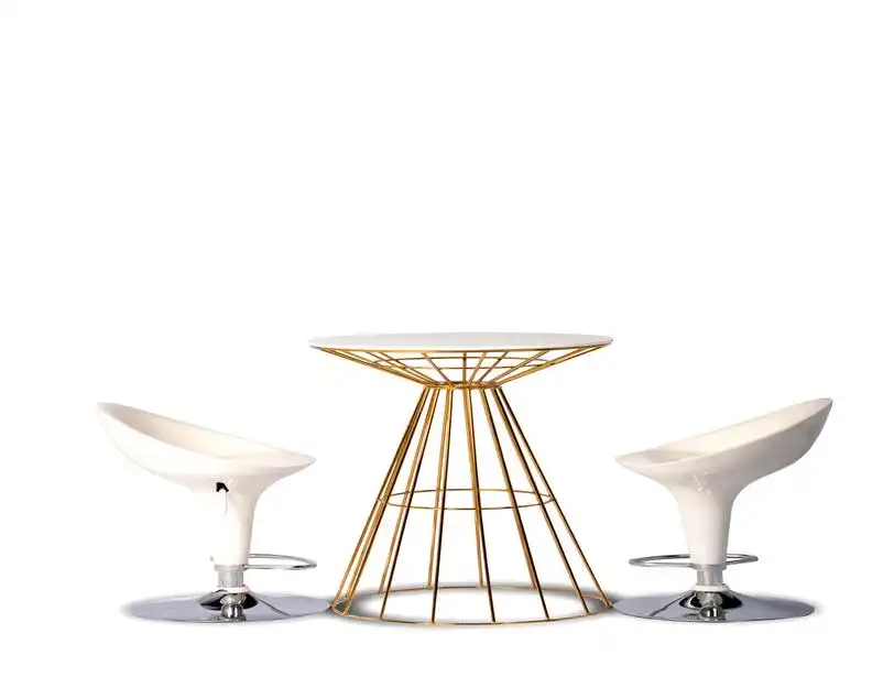 Wired Cocktail Table - Gold & White for rent