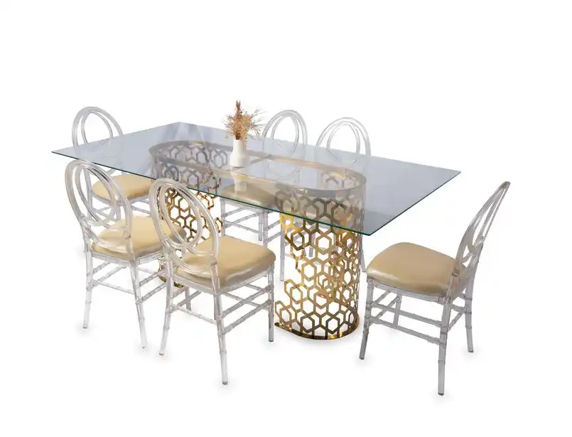 Mafred Gold Glass Table for rent