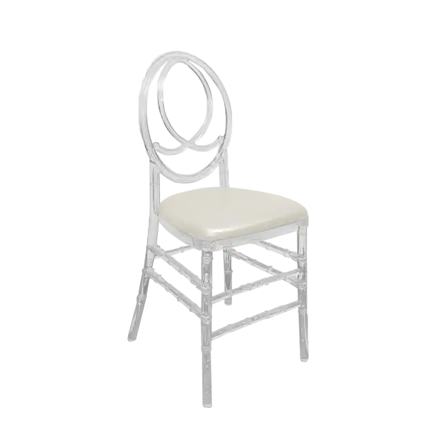 Acrylic Dior Chair-White Leather Cushion