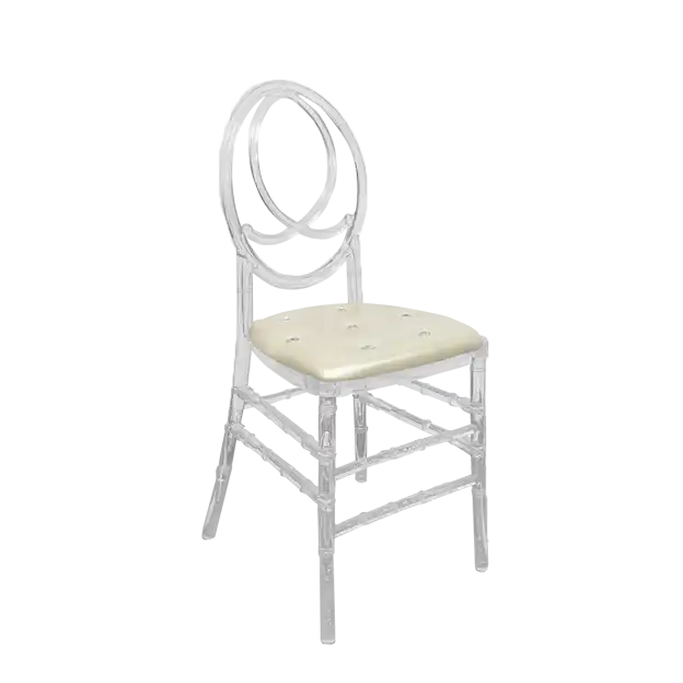Acrylic Dior Chair-White Button Cushion