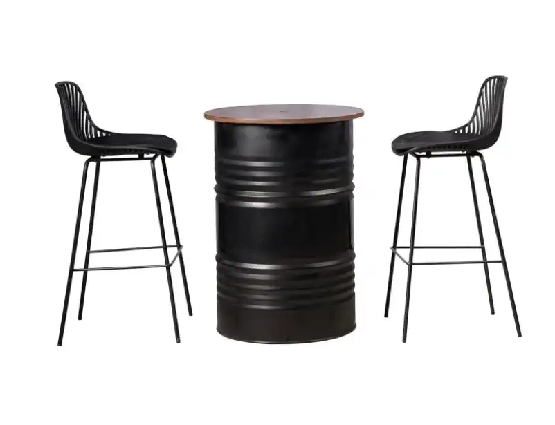 Oil Drum Cocktail Table - Black for rent