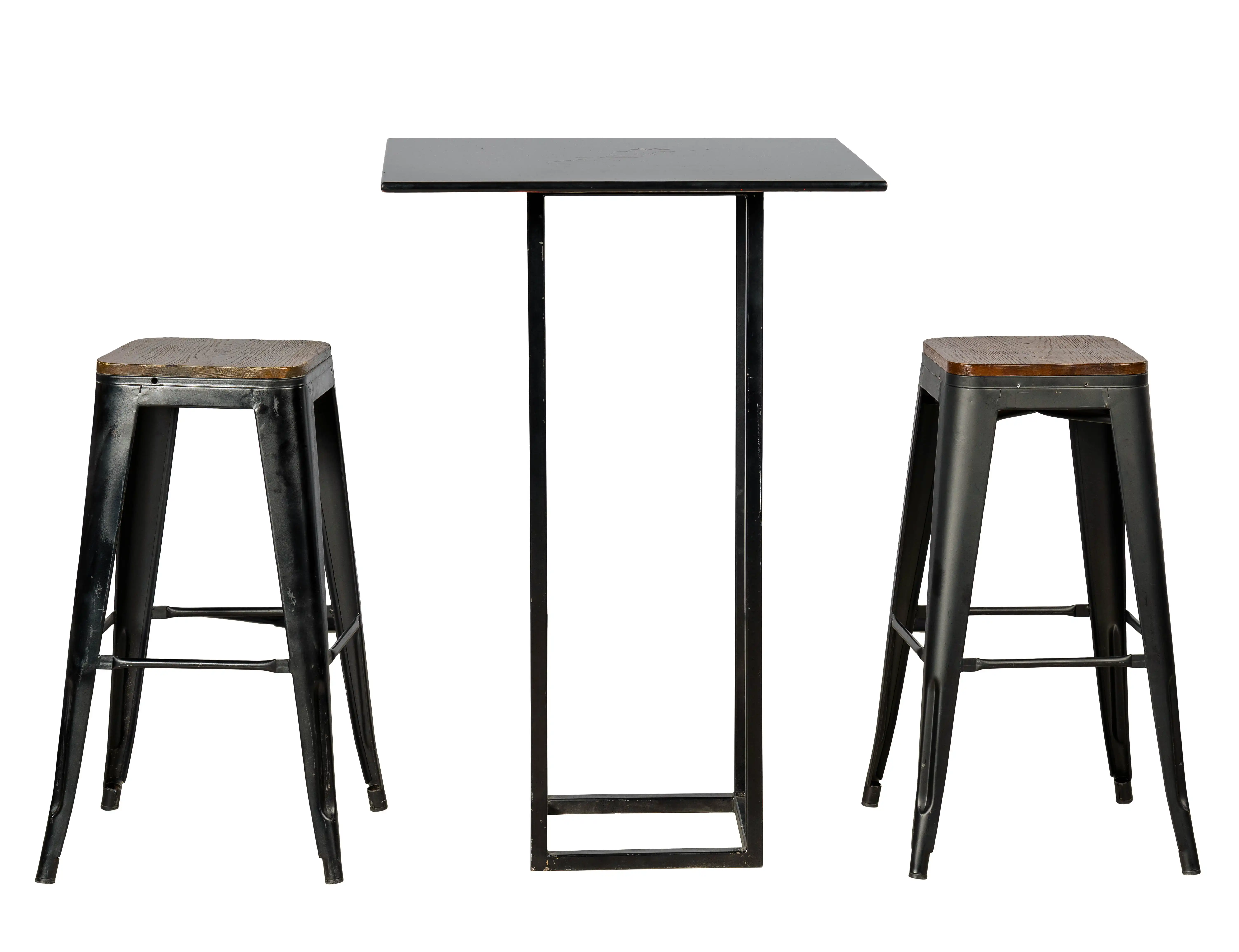 Square Metal Base Cocktail Table - Black for rent