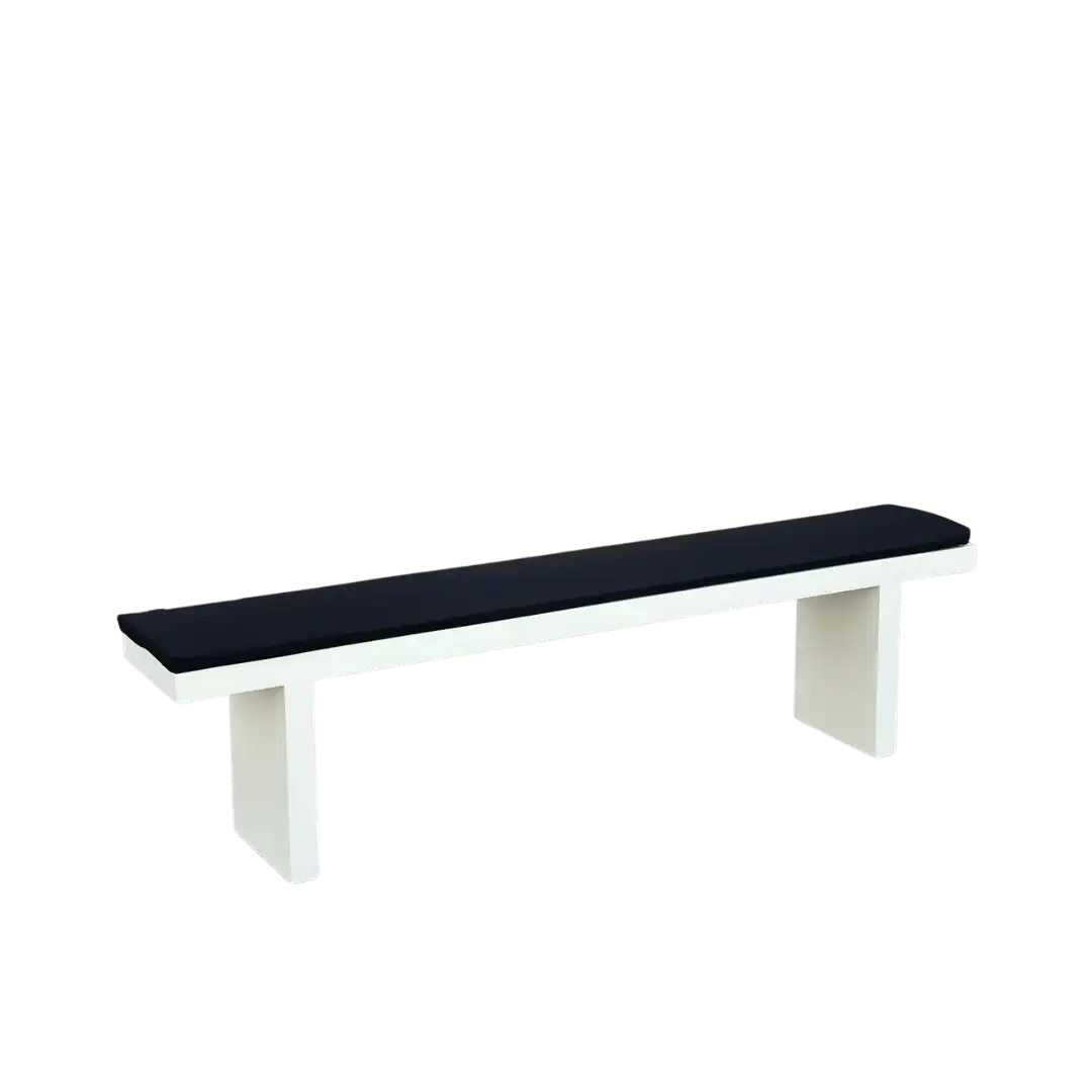 White Bench with Black Cushion