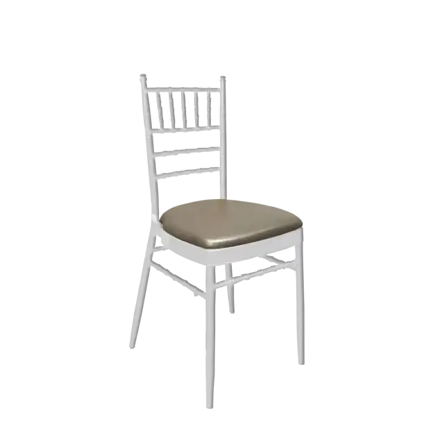 Chiavari Chair White-Silver Leather Cushion ATHOOR-SKU-000034