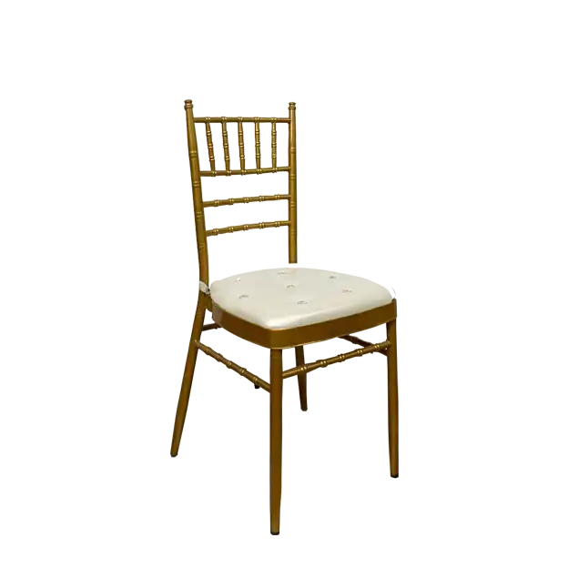 Chiavari Chair Golden-White Button Cushion for rent