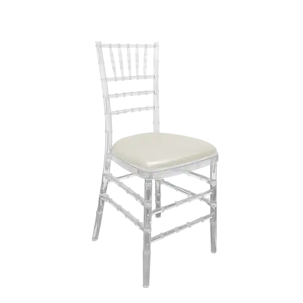Acrylic Chiavari Chair-White Leather Cushion