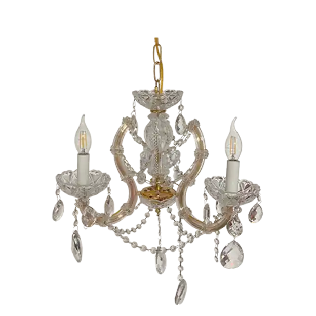 Amber Chandelier with Hanging Crystal and Plate