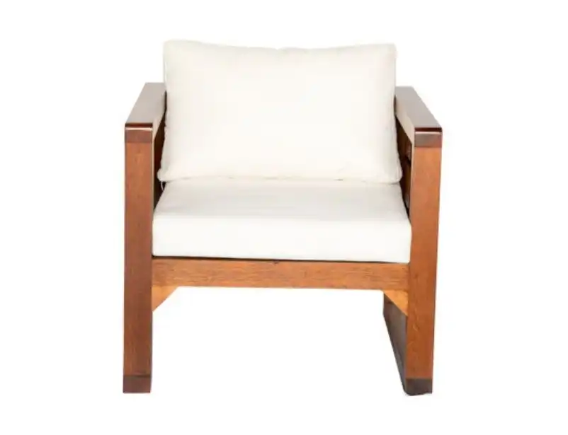 Grid Wooden Single Seater Sofa - White for rent