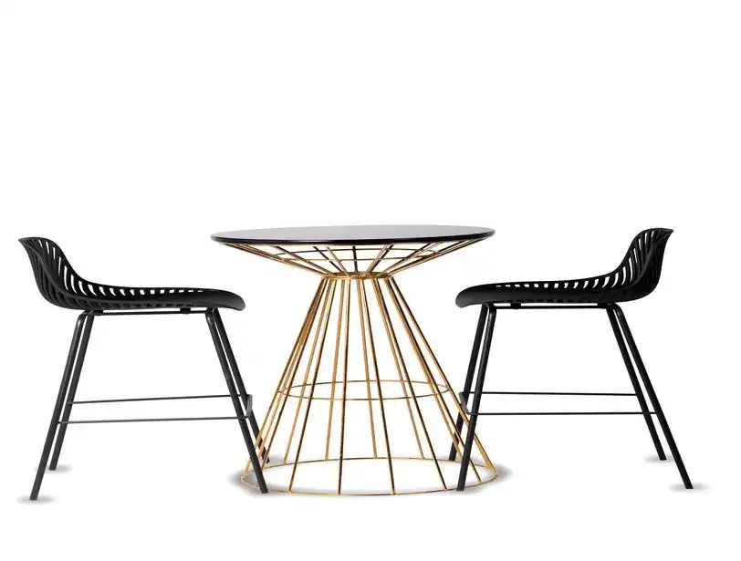 Wired Cocktail Table - Gold & Black for rent