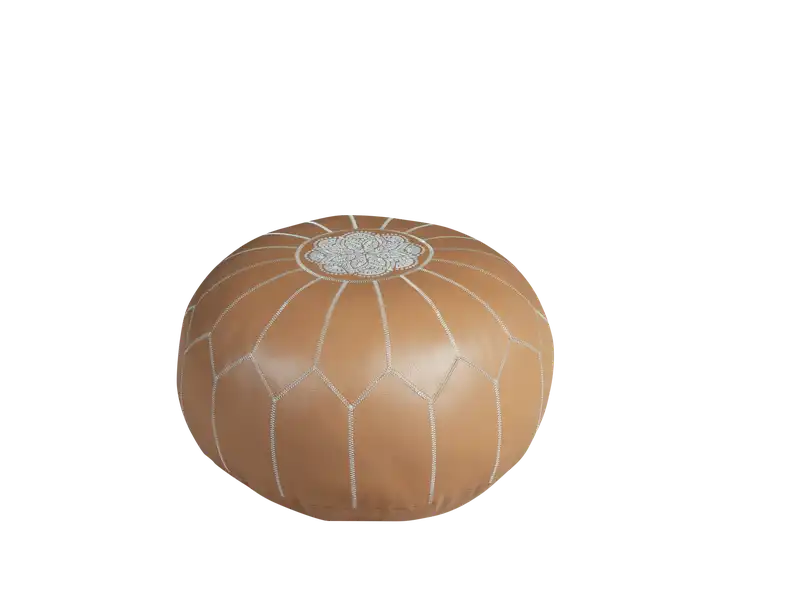 Moroccan Leather Pouf - Chestnut for rent