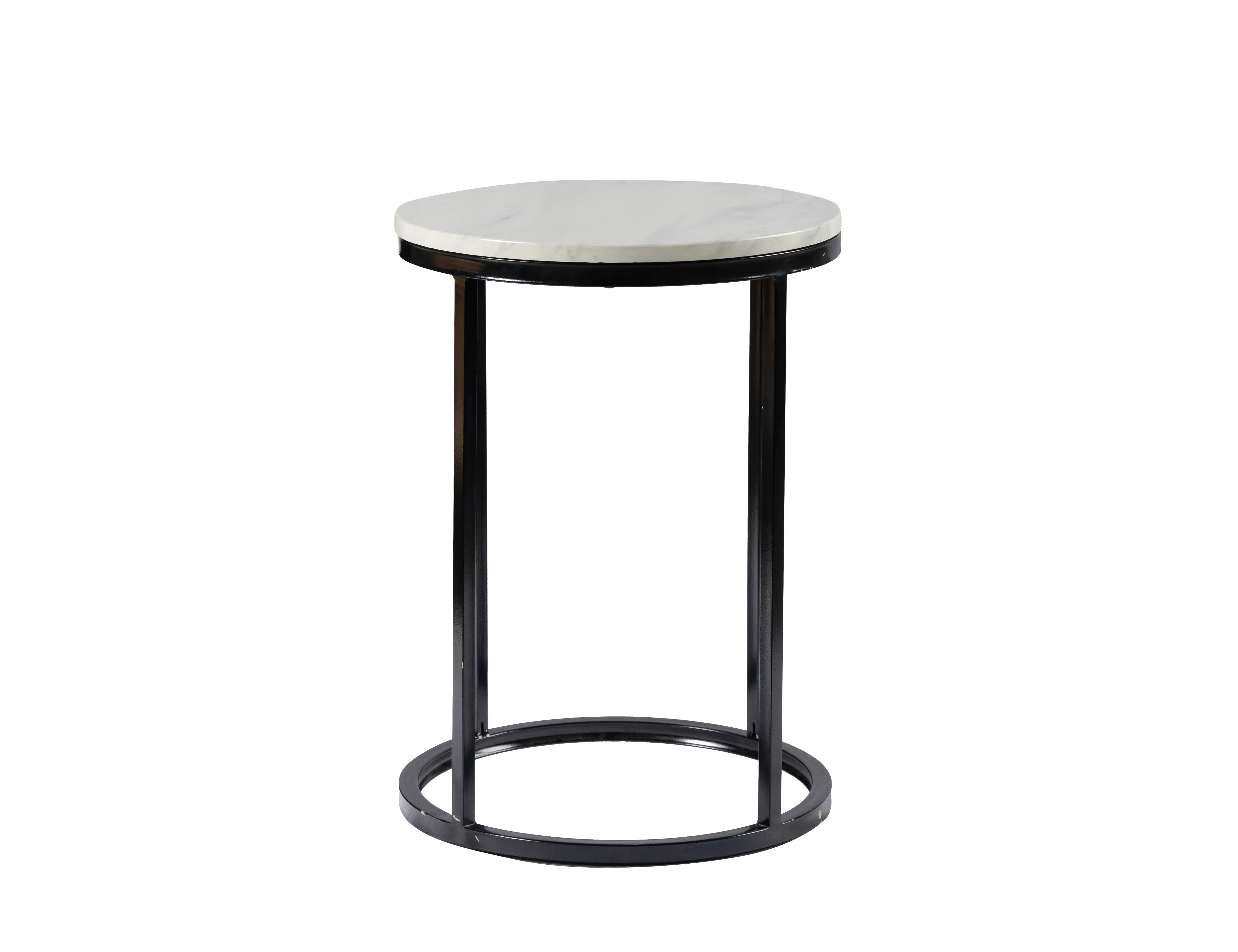 Round Marble Top Side Table -Black Legs for rent