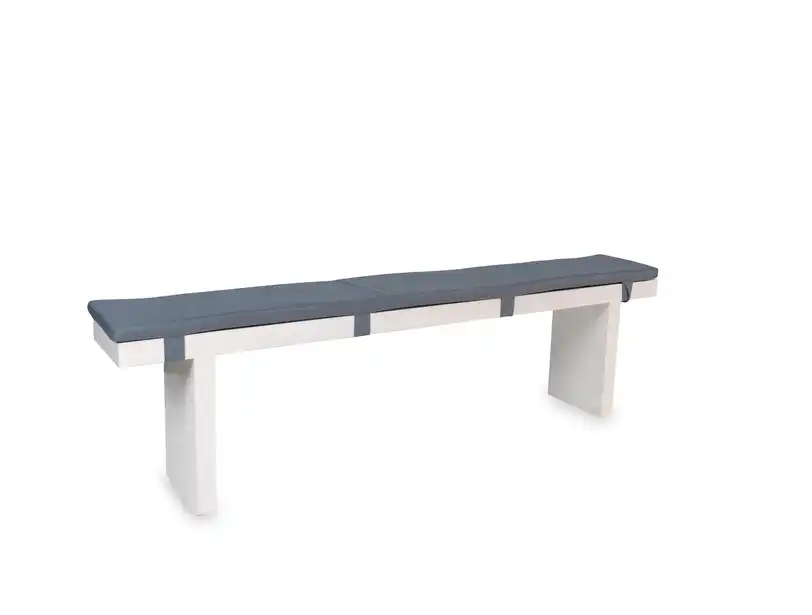 VIP White Bench with Gray Cushion