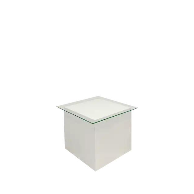 40x40 White Square Coffee Table with Top Glass ATHOOR-SKU-000133