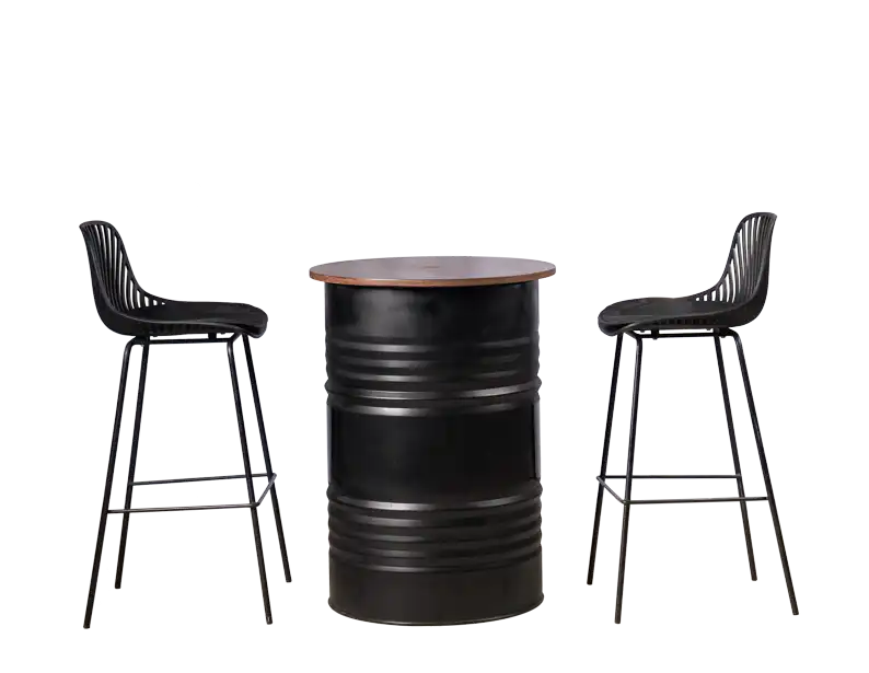 Oil Drum Cocktail Table - Black for rent