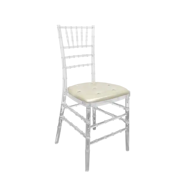 Acrylic Chiavari Chair-White Button Cushion
