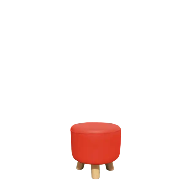 Rounded Leather Wooden Leg Chair-Red ATHOOR-SKU-000428