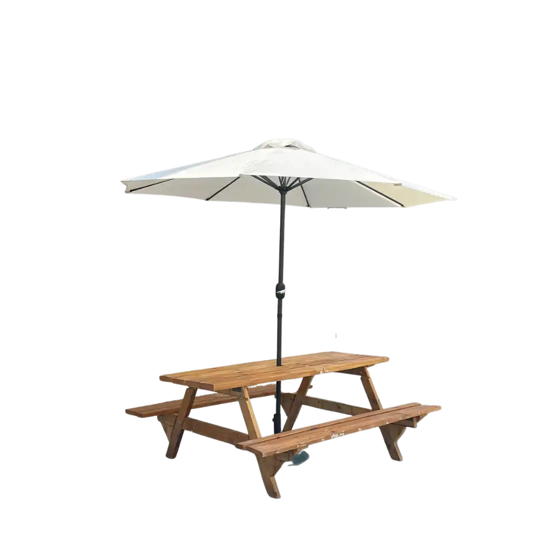Patio Brown Wood Rectangular Picnic Bench Table (SET) ATHOOR-SKU-000755