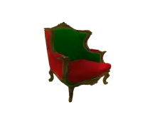 Antique Lounge Chair with Green and Red Color