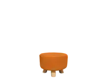 Rounded Leather Wooden Leg Chair-Orange