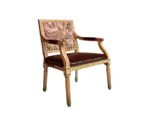Antique Designed Dining Chair with Arm-Brown Seat