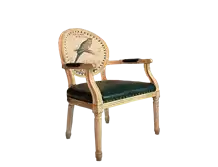 Antique Designed Dining Chair with Arm-Green Seat