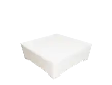 80x80 White Leather Coffee Table with Top Glass