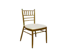 Chiavari Chair Golden-Leather White Cushion