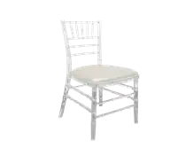 Acrylic Chiavari Chair-White Leather Cushion