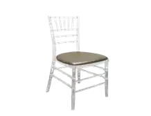 Acrylic Chiavari Chair-Silver Leather Cushion