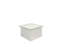 40x40 White Square Coffee Table with Top Glass