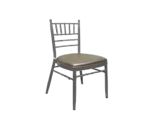 Chiavari Chair Silver-Silver Leather Cushion