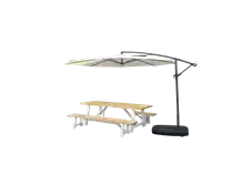 Cantilever Parasol with White Leg Picnic Bench