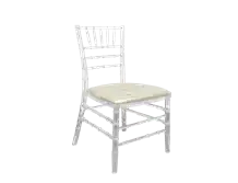 Acrylic Chiavari Chair-White Button Cushion